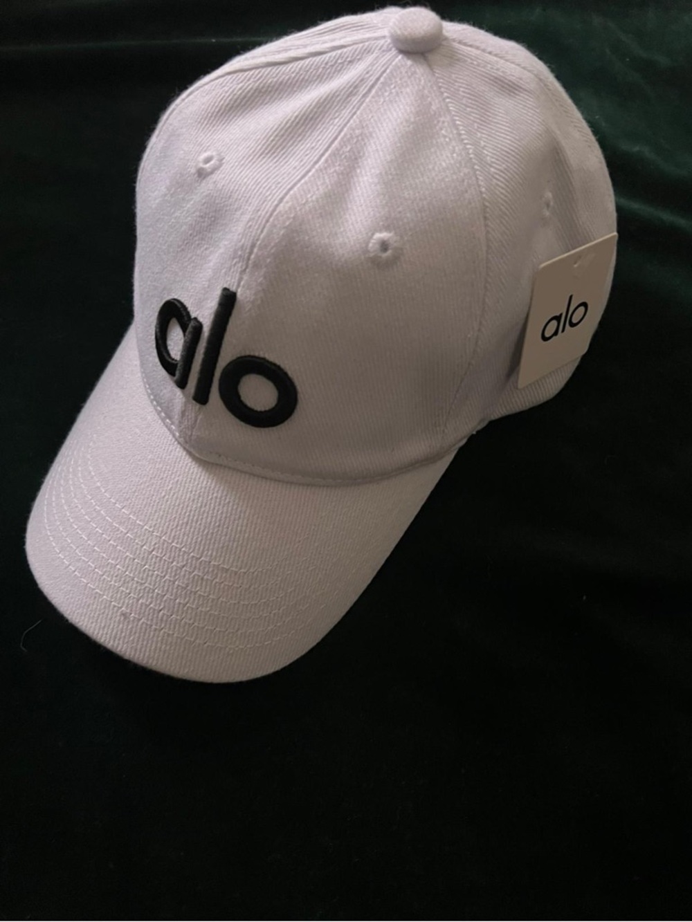 ALO Yoga White Baseball Cap with Black Logo